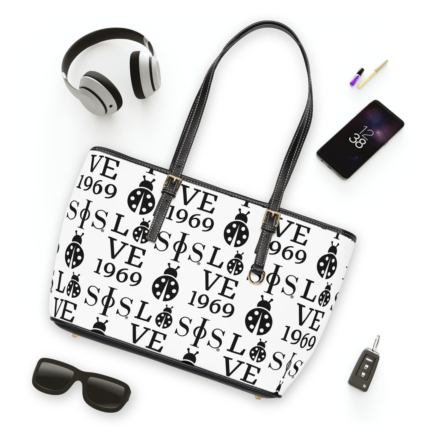 Swing Phi Swing Patterned PU Leather Shoulder Bag White