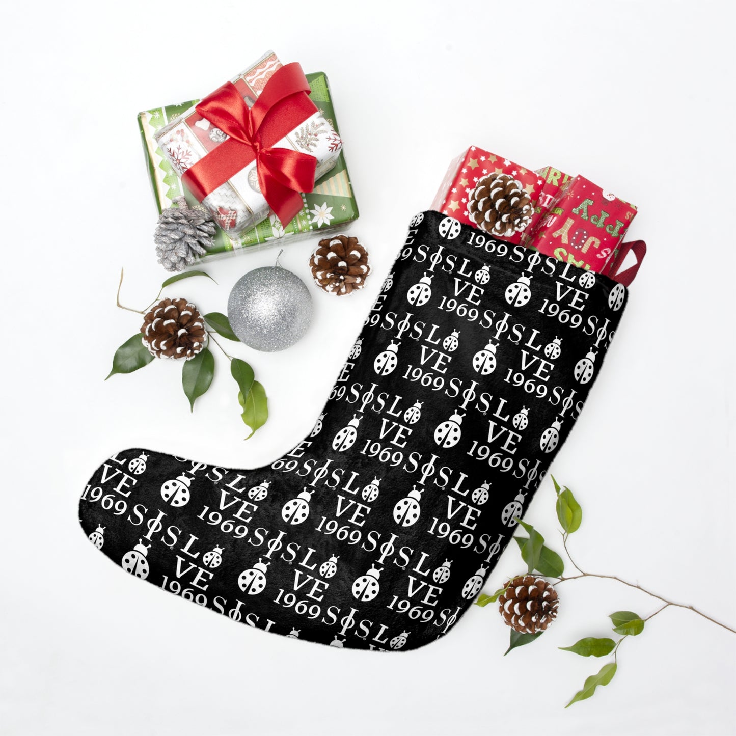 Black Swing Phi Swing patterned Christmas Stocking