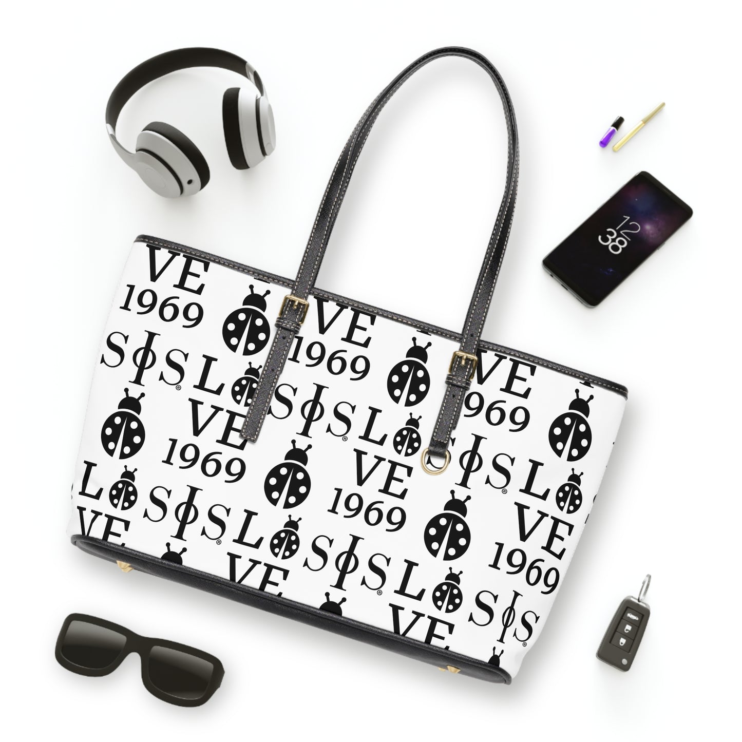 Swing Phi Swing Patterned PU Leather Shoulder Bag White
